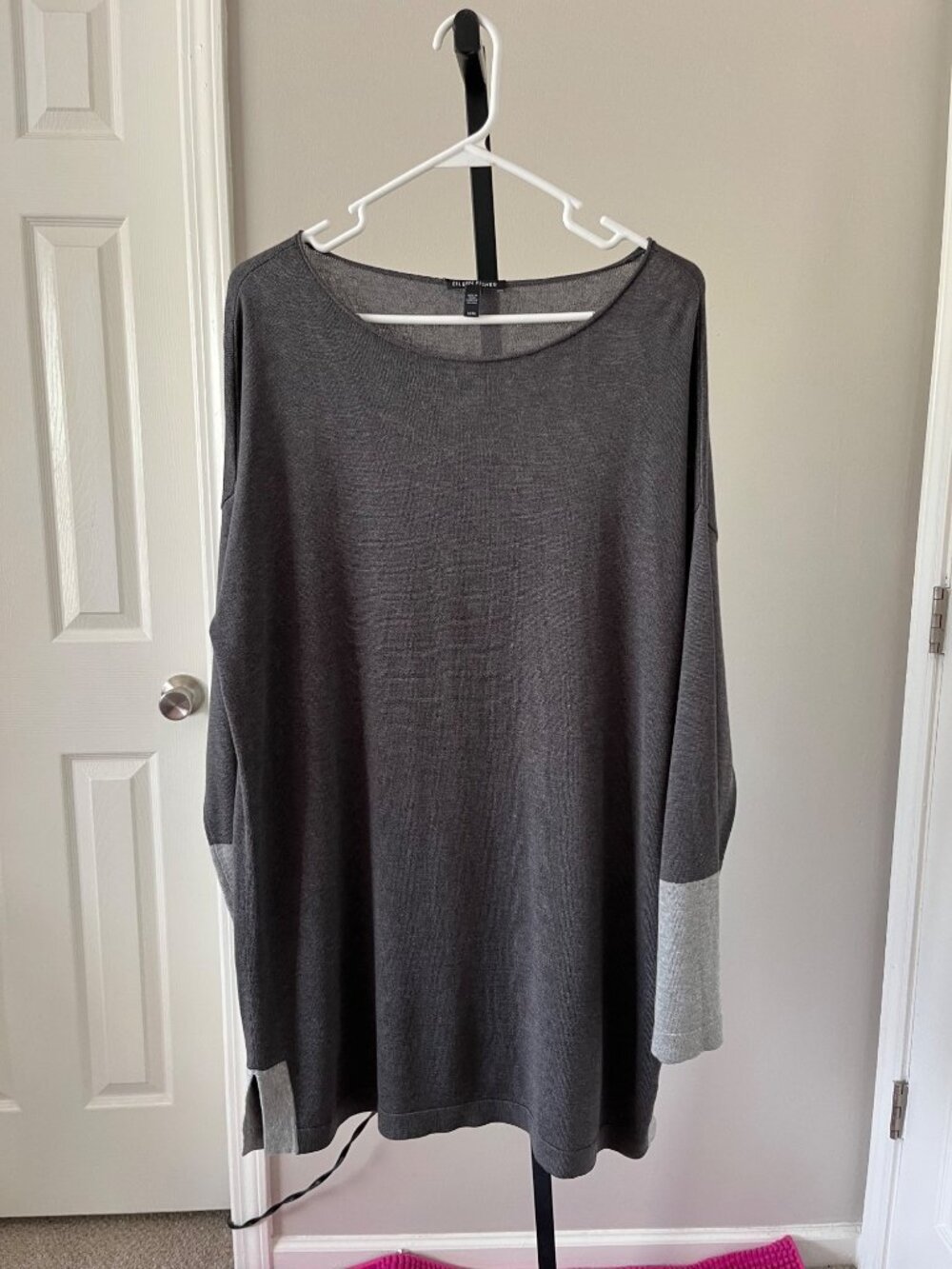 Eileen Fisher Organic Cotton Silk Blend Colorblock Tunic Lagenlook Boxy Size M